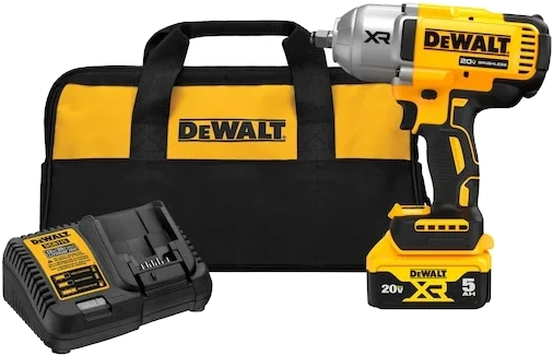 Kit de llave de impacto inalámbrica DEWALT XR 20V MAX con batería de 5 Ah, cargador y bolsa